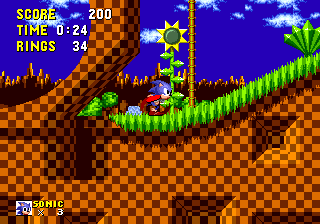 An image of Sonic running through Green Hill Zone.