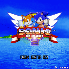 An image of the title screen of Sonic the Hegehog 2 for Sega Cafe.