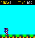 An image depicting gameplay of Sonic the Hegehog 2001 for Sega Cafe.